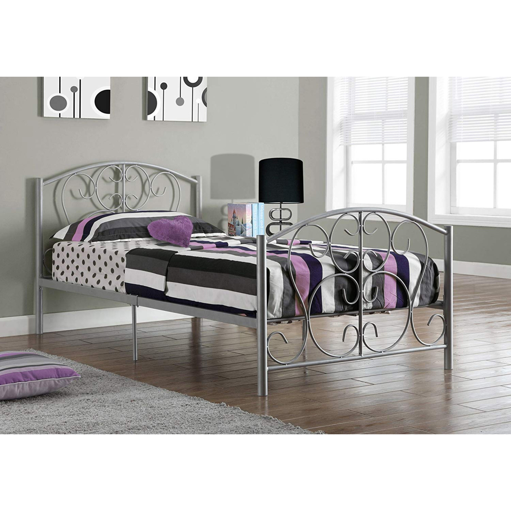 TWIN METAL BED FRAME, SILVER