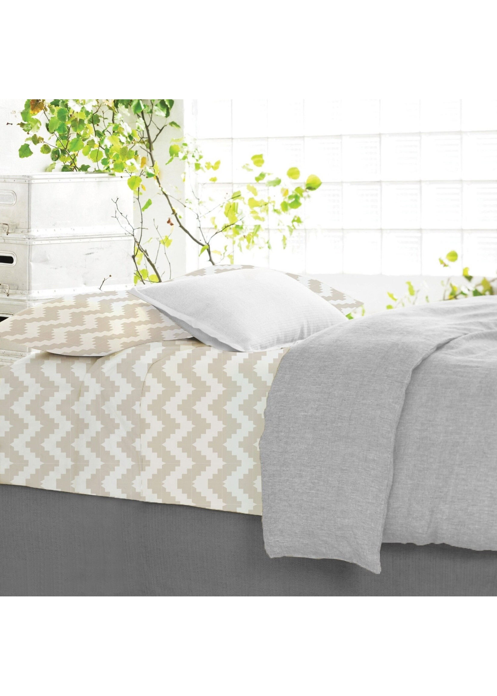 TWIN CHEVRON MICROFIBER SHEET SET