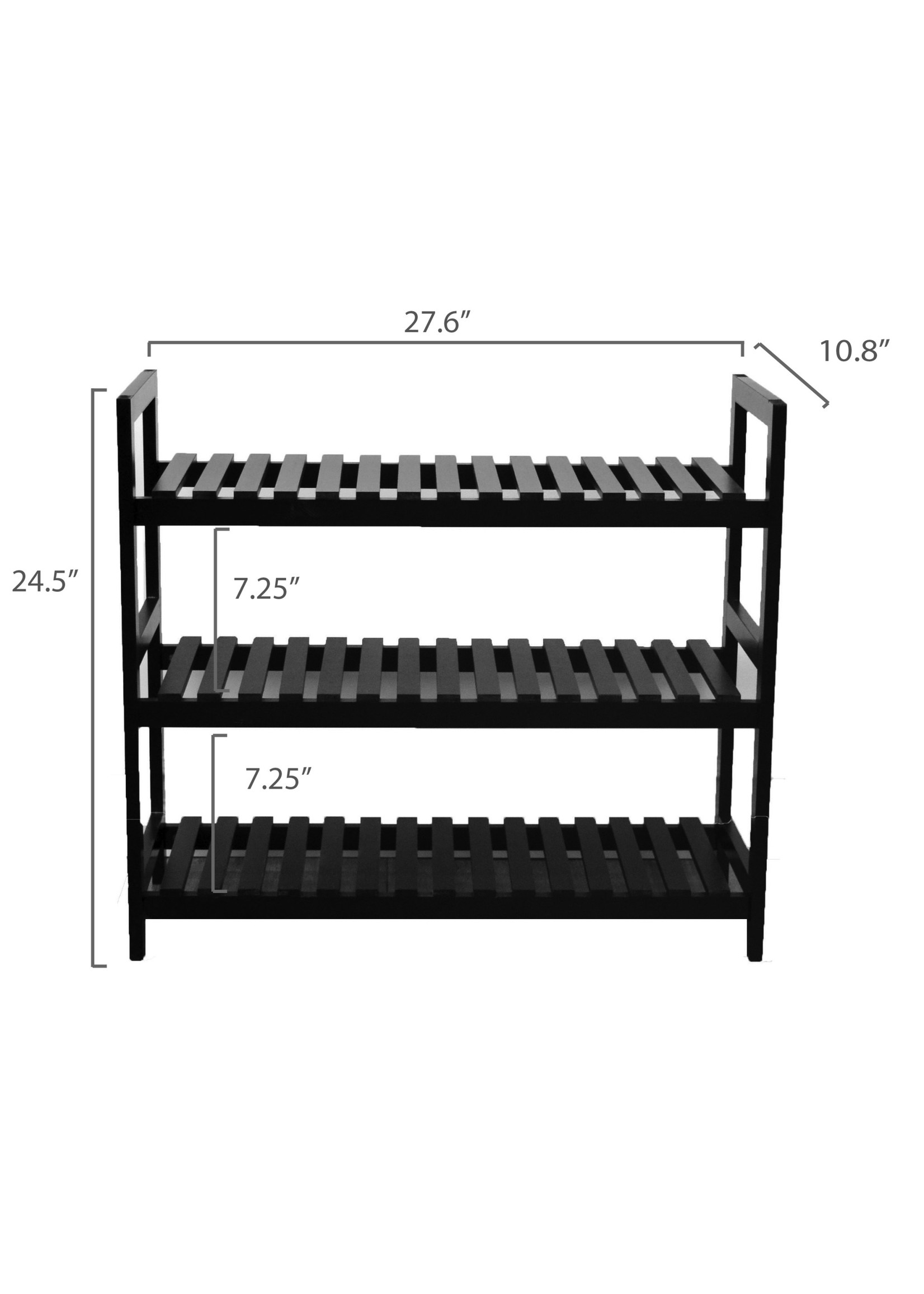 ITY INTERNATIONAL BLACK 3-TIER SHOE RACK -WOOD