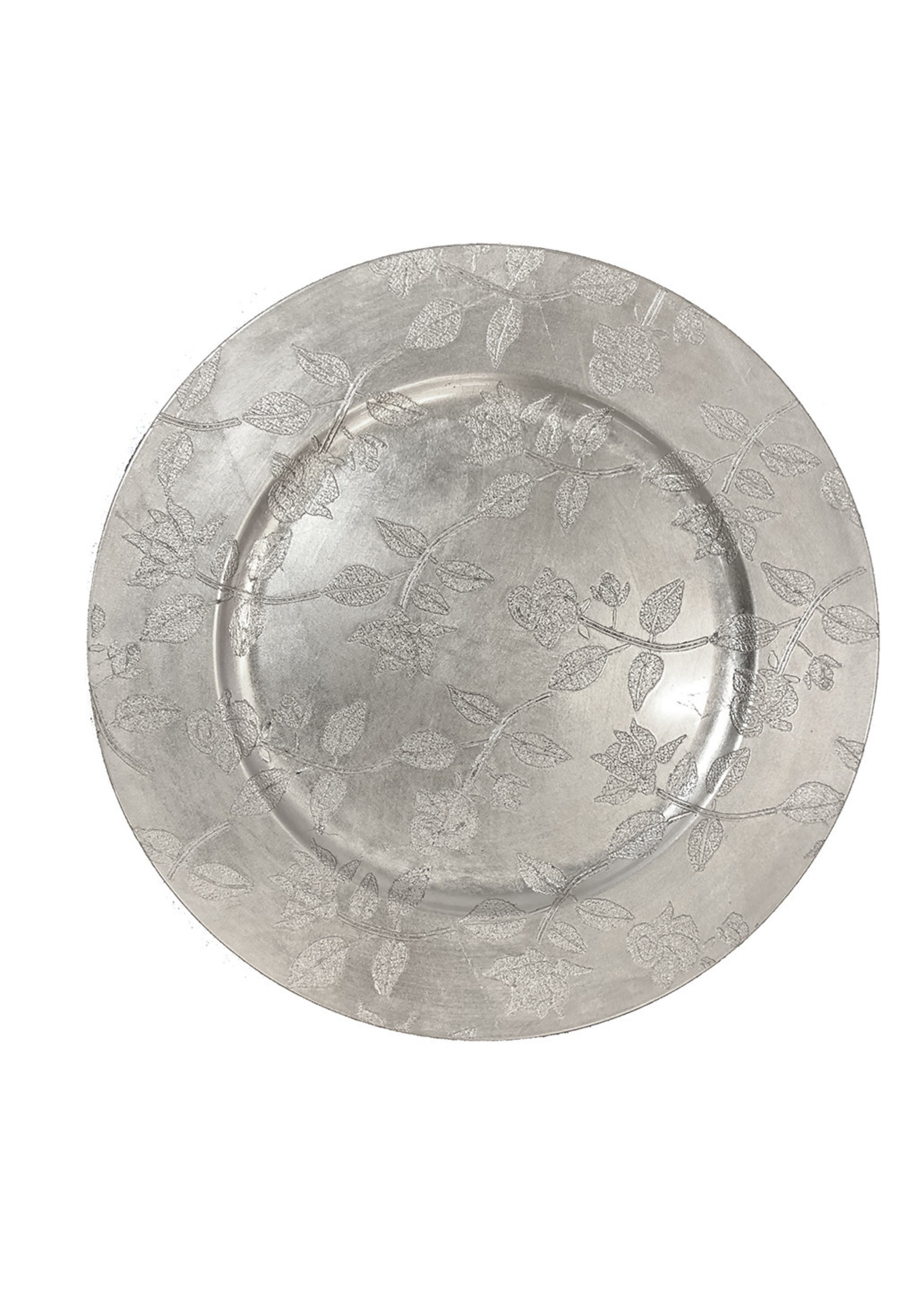 13" FLORAL SILVER CHARGER PLATE