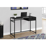 BUREAU D'ORDINATEUR - 42 "L / NOIR / MÉTAL NOIR