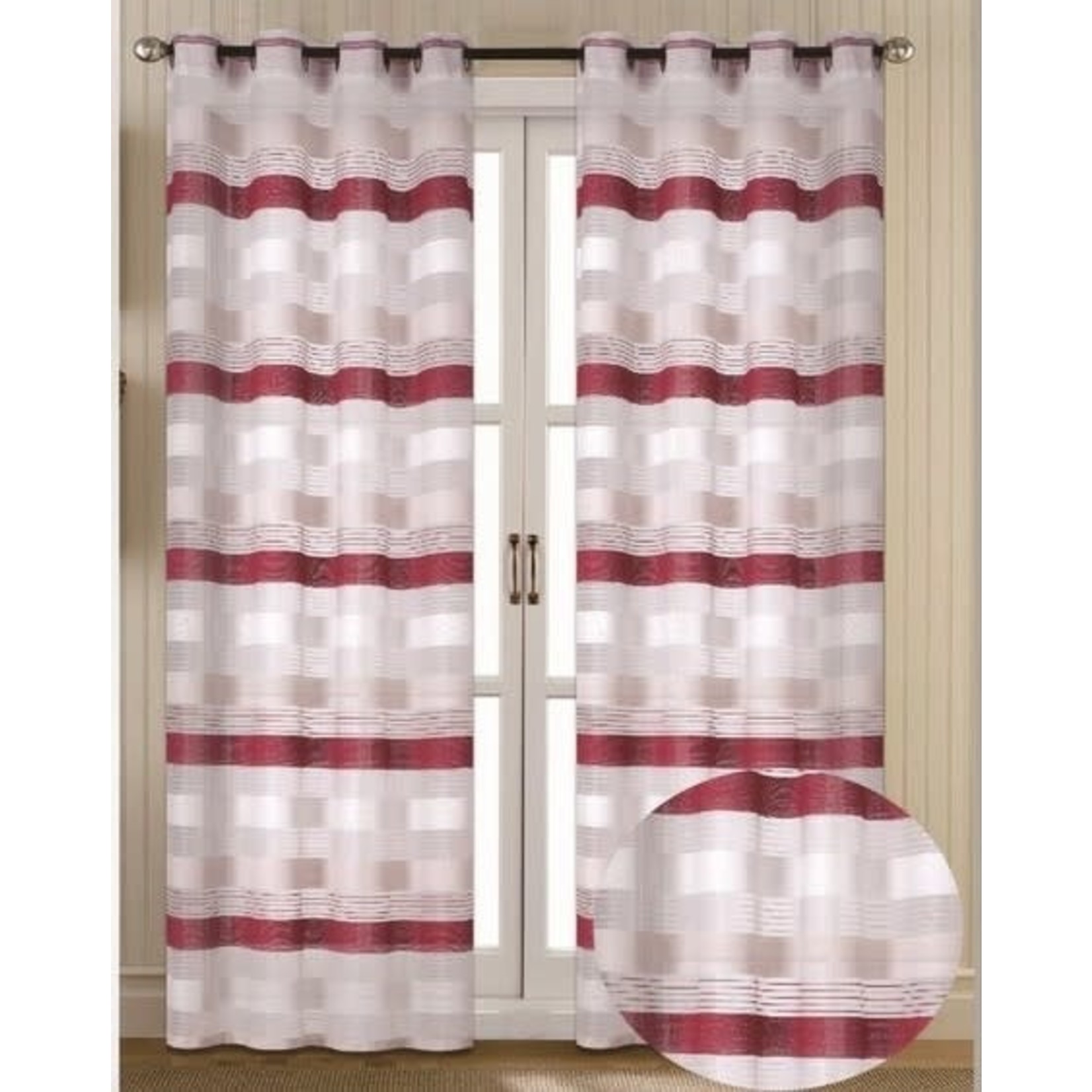 84" RED STRIPED CHENILLE GROM PANEL SHEER