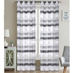 63" GREY STRIPED CHENILLE GROMMET PANEL SHEER