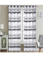 63" GREY STRIPED CHENILLE GROMMET PANEL SHEER