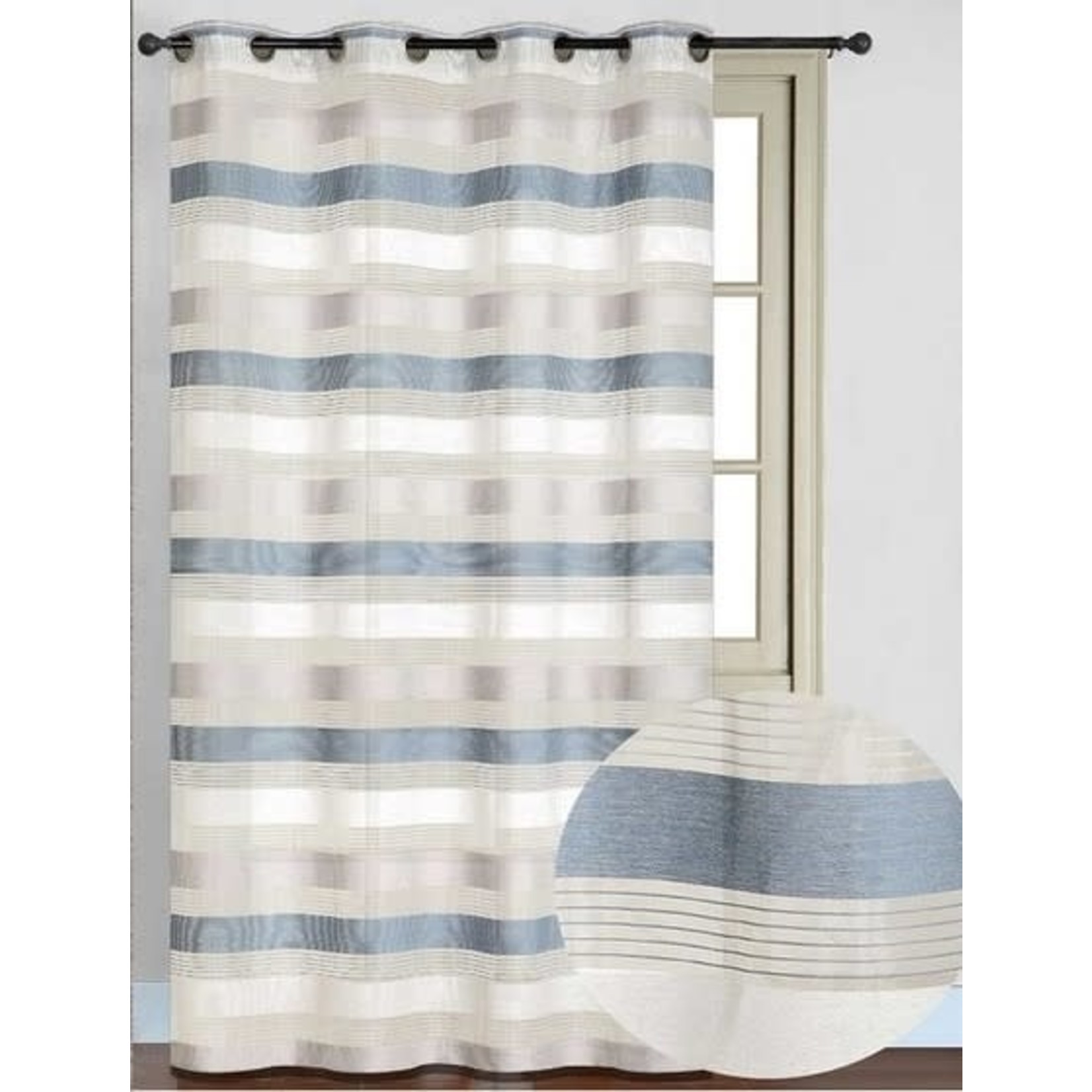 Chenille Stripe Ring Panel 52x90"-Blue