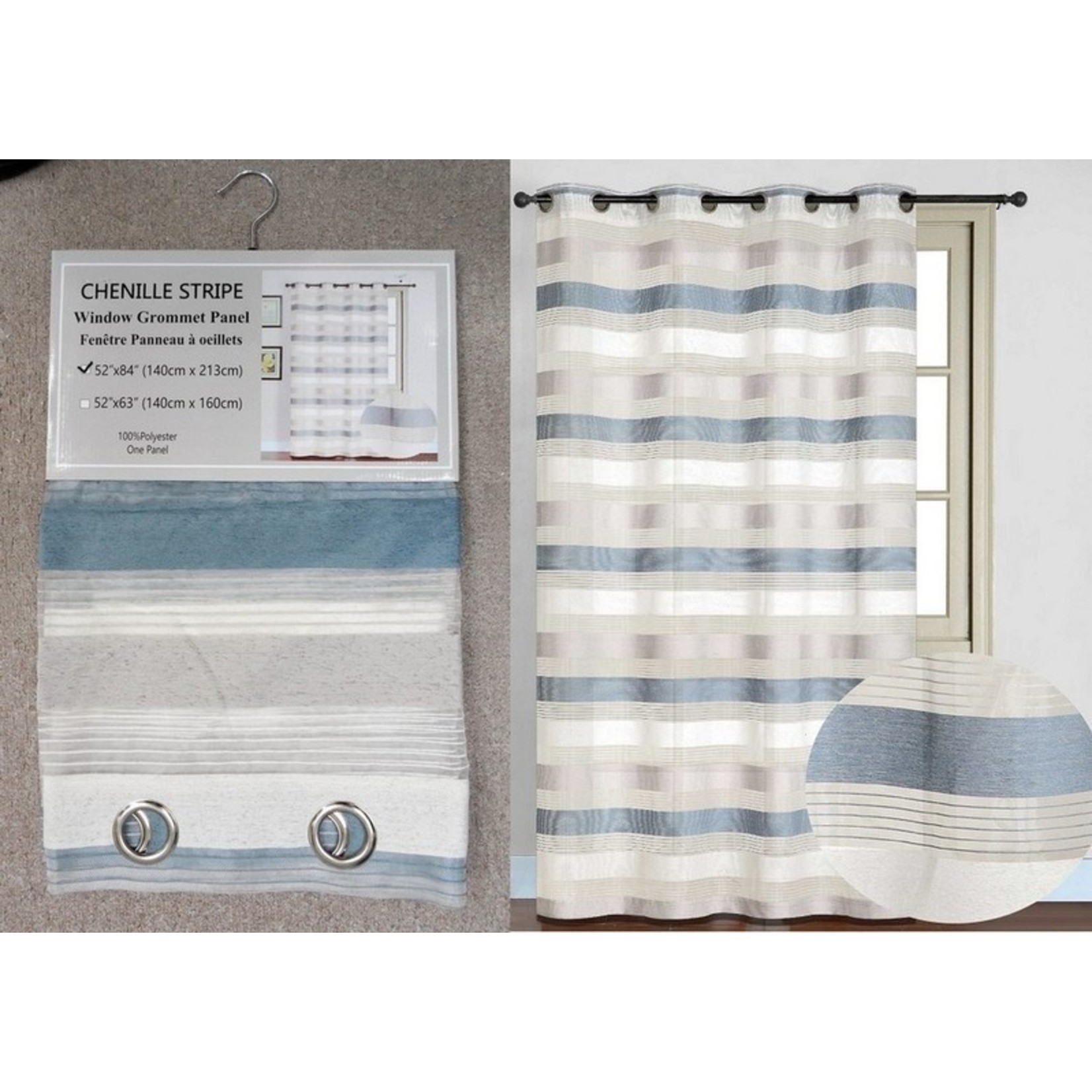 Chenille Stripe Ring Panel 52x90"-Blue
