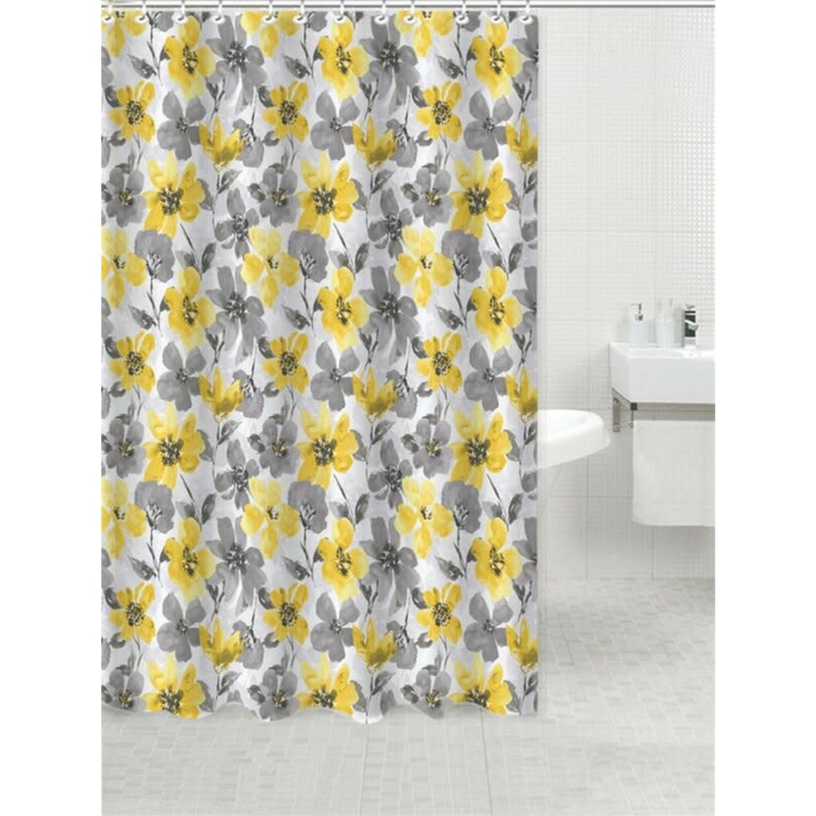 13 Piece Floral Shower Curtain Set + Hooks