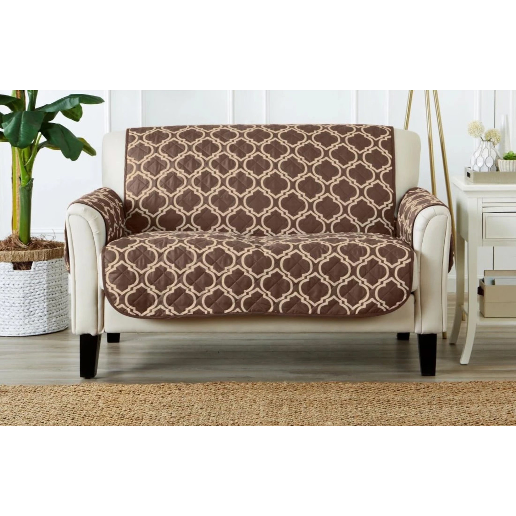 Loveseat Cover Reversible Chocolate Lattice