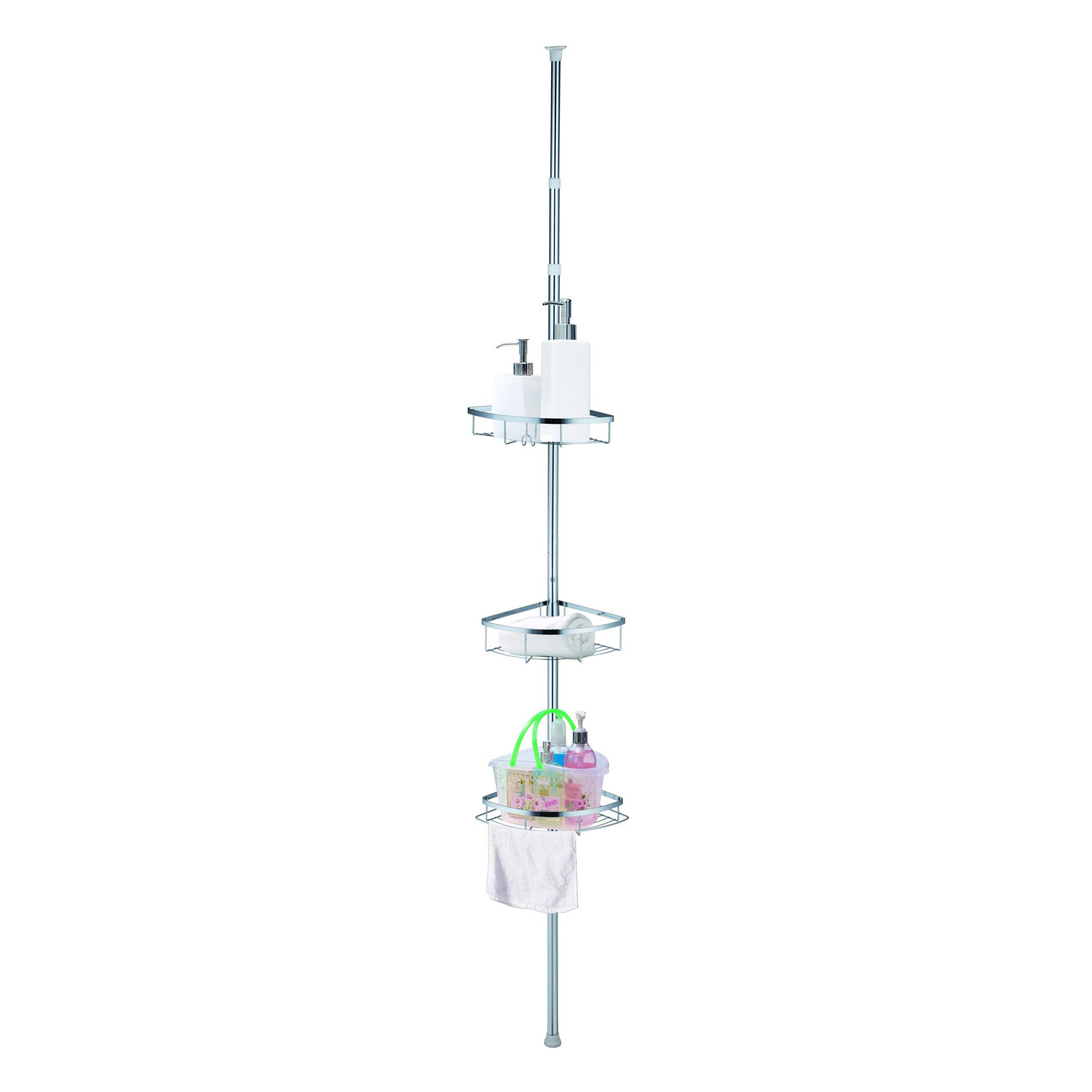 ITY INTERNATIONAL 3-TIER CORNER SHOWER TENSION POLE CADDY, CHROME