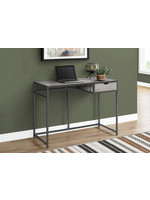 BUREAU D'ORDINATEUR - 42 "L / GRIS / MÉTAL GRIS FONCÉ