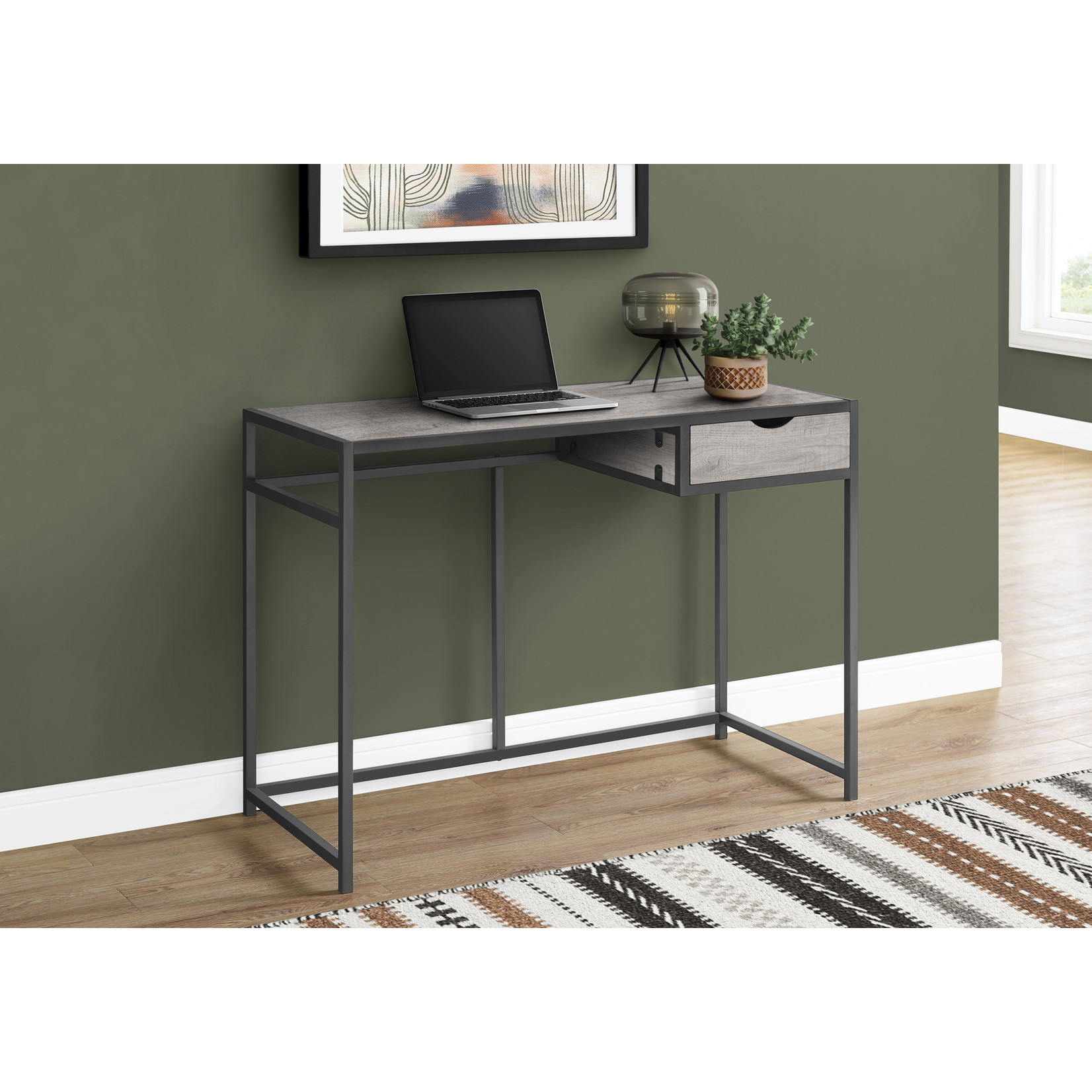 COMPUTER DESK - 42"L / GREY/ DARK GREY METAL