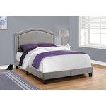 FULL GREY LINEN BED FRAME WITH CHROME NAIL TRIM