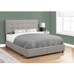 LIT - QUEEN / AVEC 2 TIROIRS RANGEMENT TISSUS GRIS