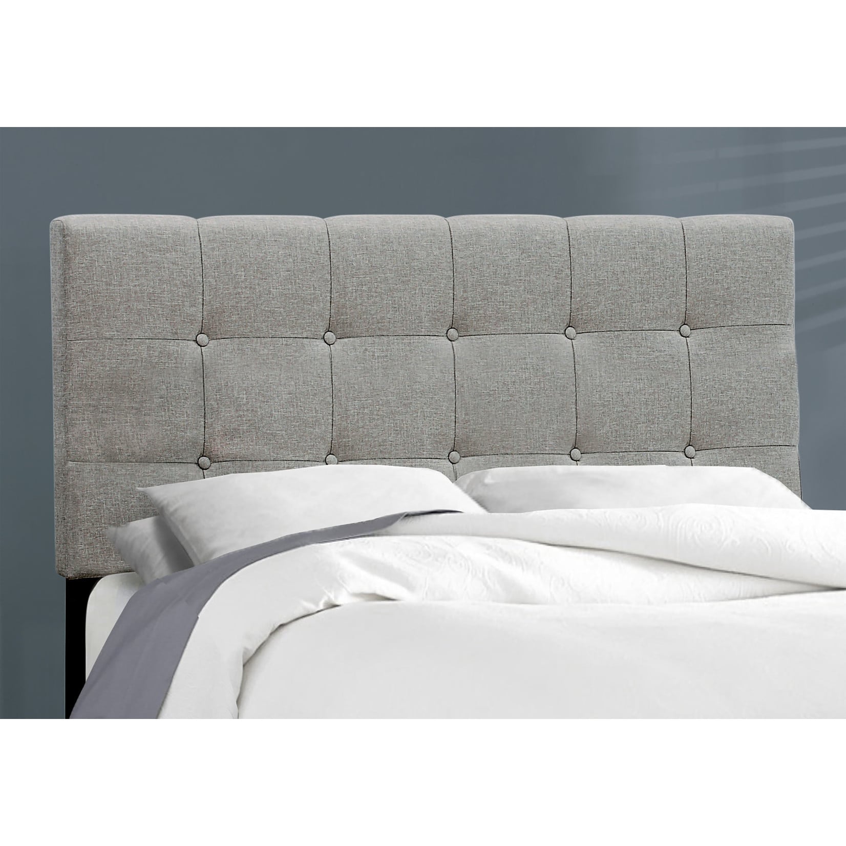 Linen Upholstered Bed Frame, Gray, Full