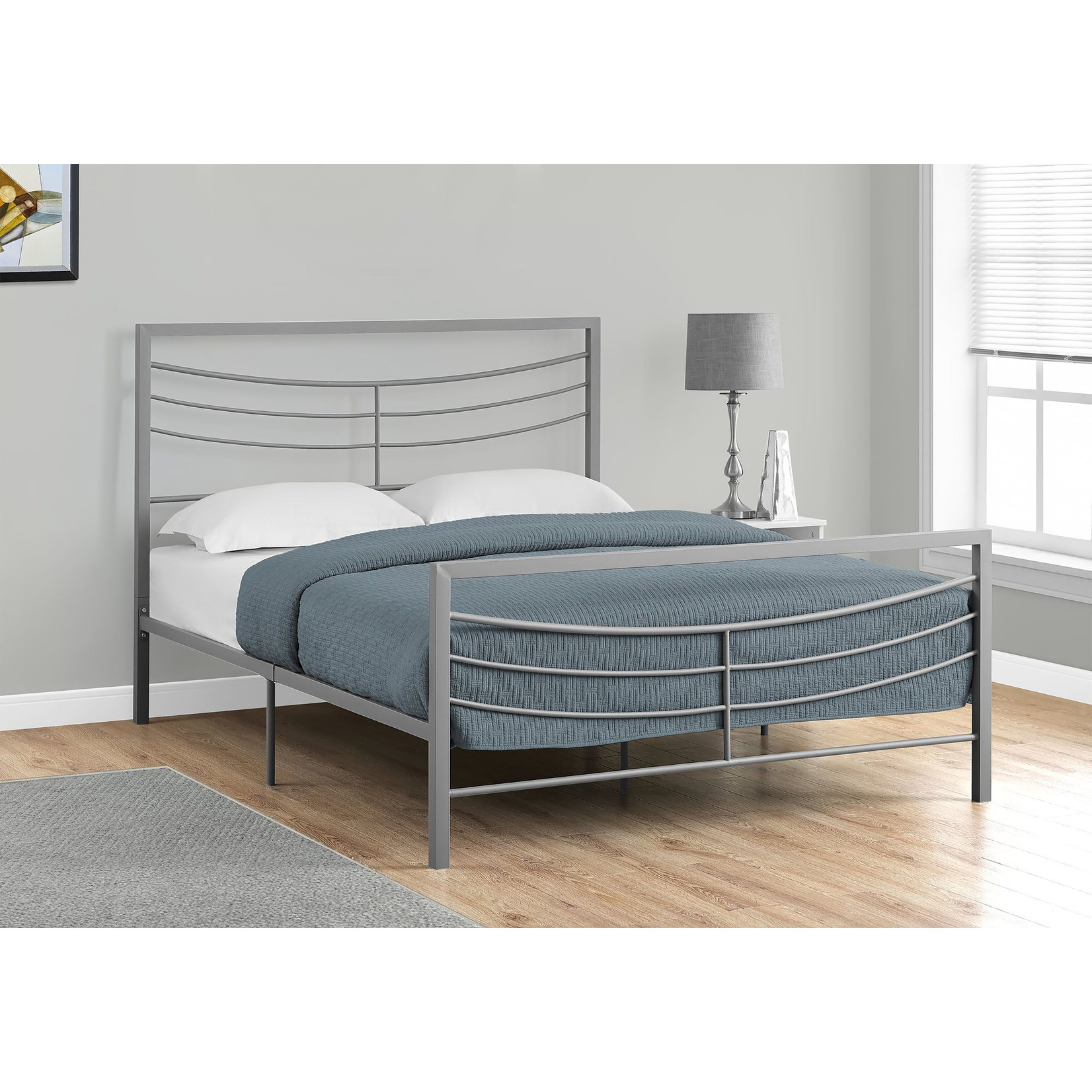 Queen Silver Metal Bed Frame Maison Caplan