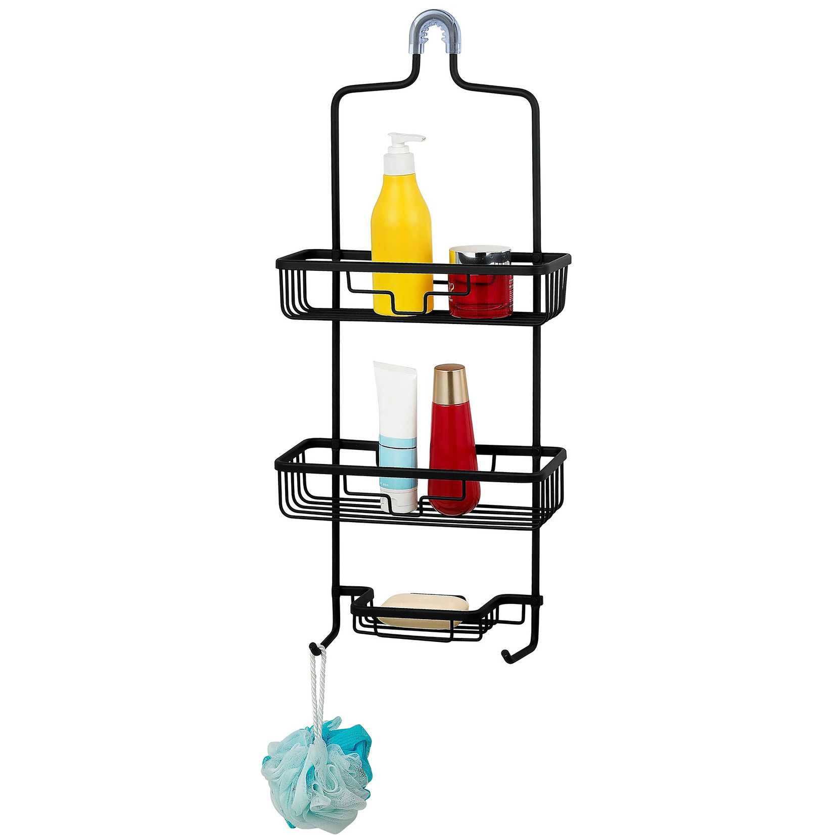 ITY INTERNATIONAL BATHROOM HANGING SHOWER HEAD CADDY ORGANIZER,  ALUMINUM