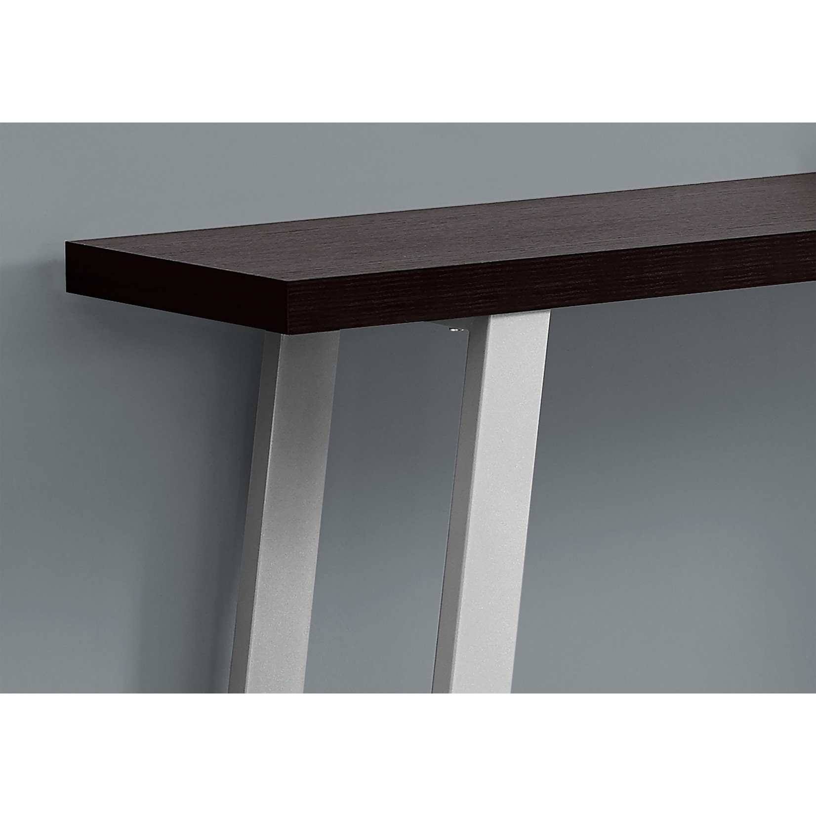 TABLE D'APPOINT - 48"L / ESPRESSO/CONSOLE D'ENTR E ARGENT