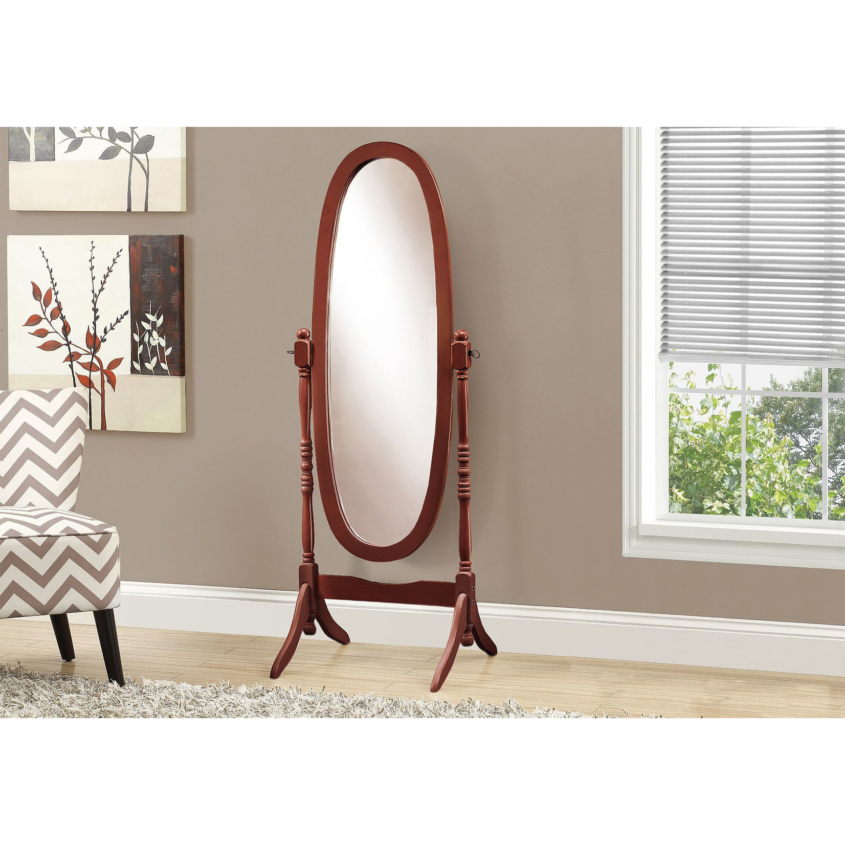 MIRROR WALNUT OVAL WOOD FRAME 59"H