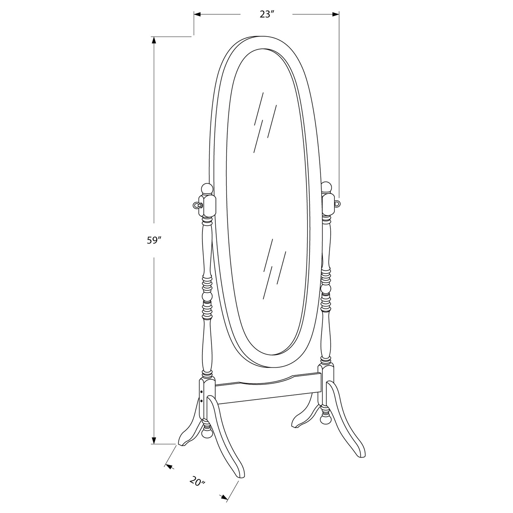 MIRROR WALNUT OVAL WOOD FRAME 59"H