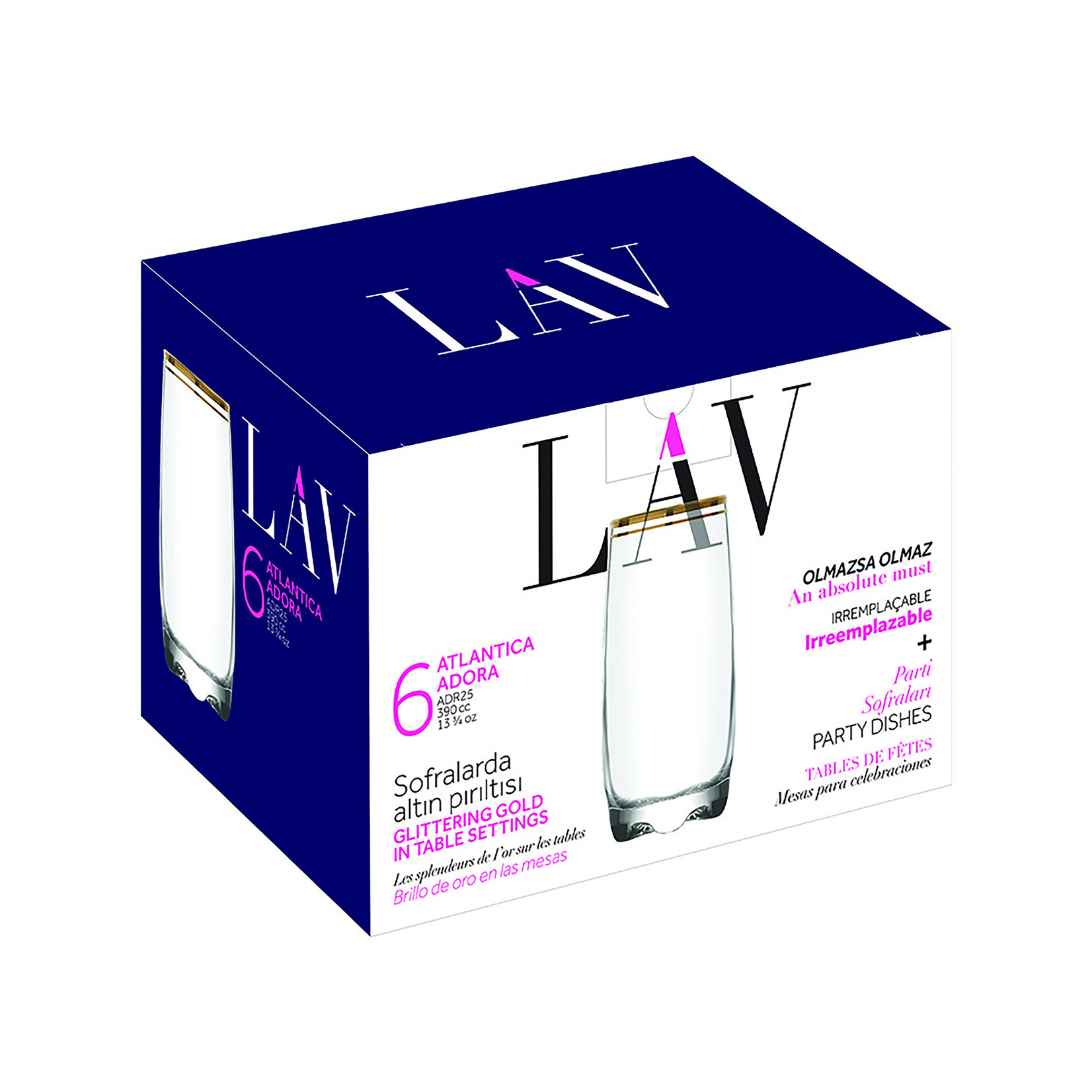 KAYALI ATLANTICA 12.5OZ TUMBLER GOLD DECO SET OF 6