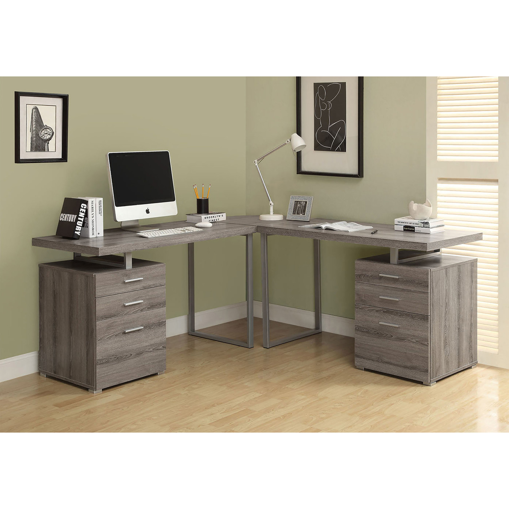 COMPUTER DESK - 48"L / DARK TAUPE LEFT OR RIGHT FACING