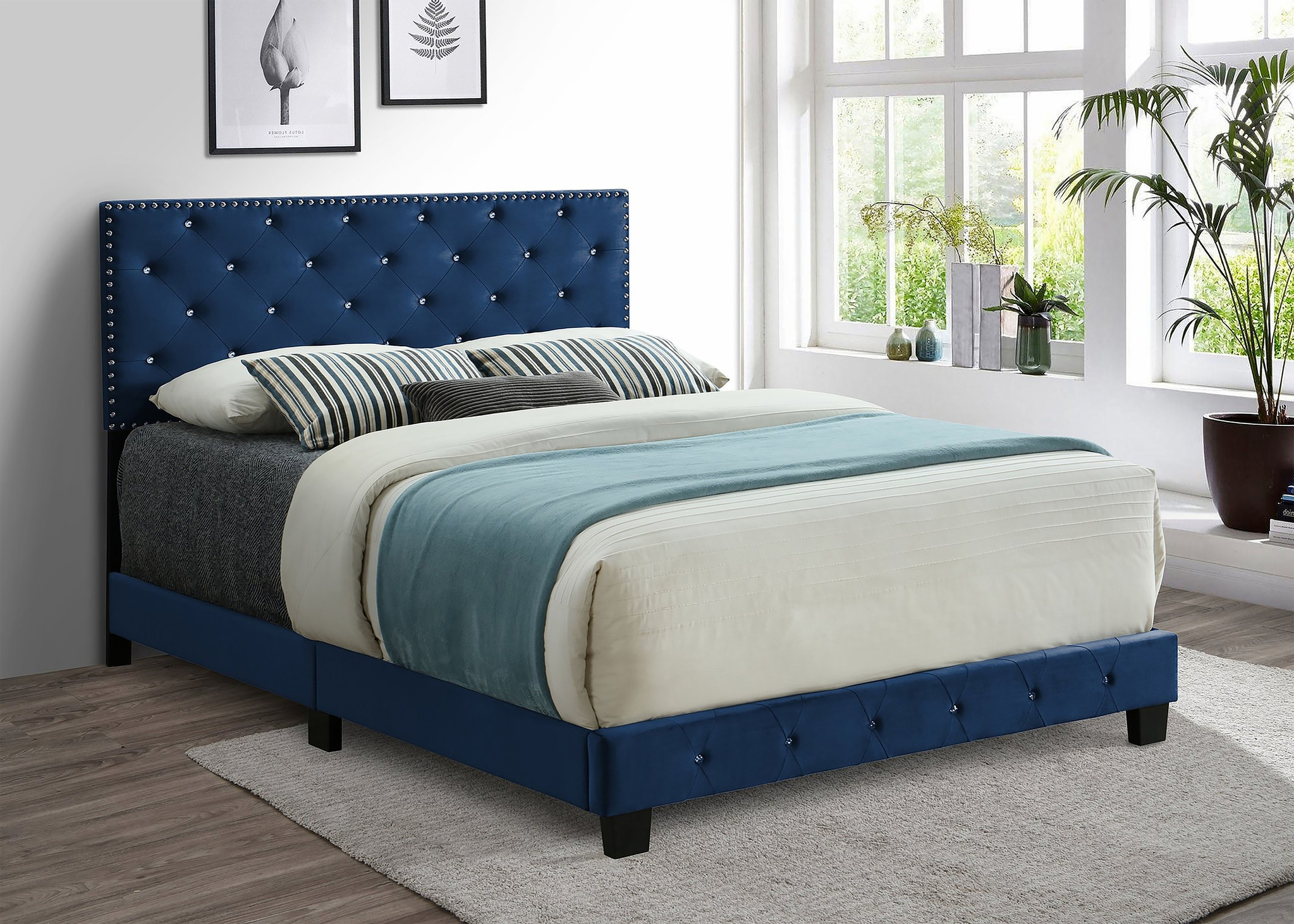 BLUE VELVET BED FRAME MAISON CAPLAN