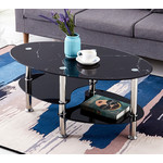 TABLE BASSE OVALE DE VERRE EN MARBRE NOIR