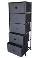 5 DRAWER GREY FABRIC BLACK FRAME