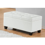 Banc de Rangement Ottoman en Similicuir Blanc
