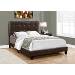Faux Leather Upholstered Bed Frame, Dark Brown, Queen