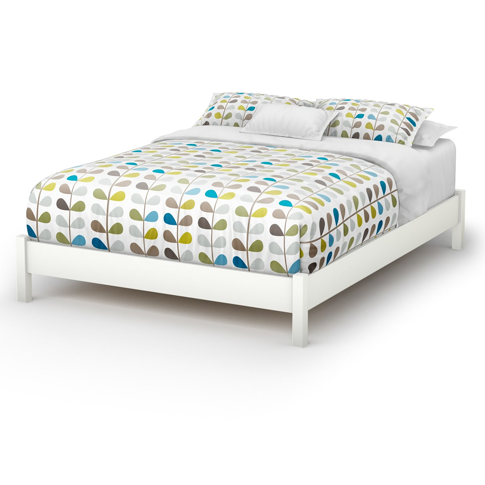 SOUTH SHORE Double(Full) WHITE PLATFORM BED ON LEG