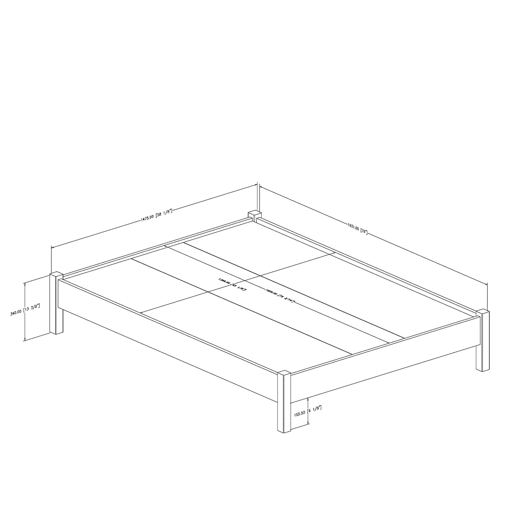 SOUTH SHORE QUEEN WHITE PLATFORM BED