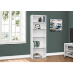Bookcase 72"H with 5 Shelves, White