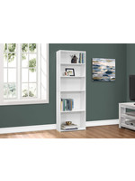 Bookcase 72"H with 5 Shelves, White