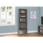 Bookcase 72"H with 5 Shelves, Grey