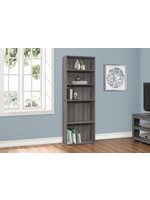 Bookcase 72"H with 5 Shelves, Grey