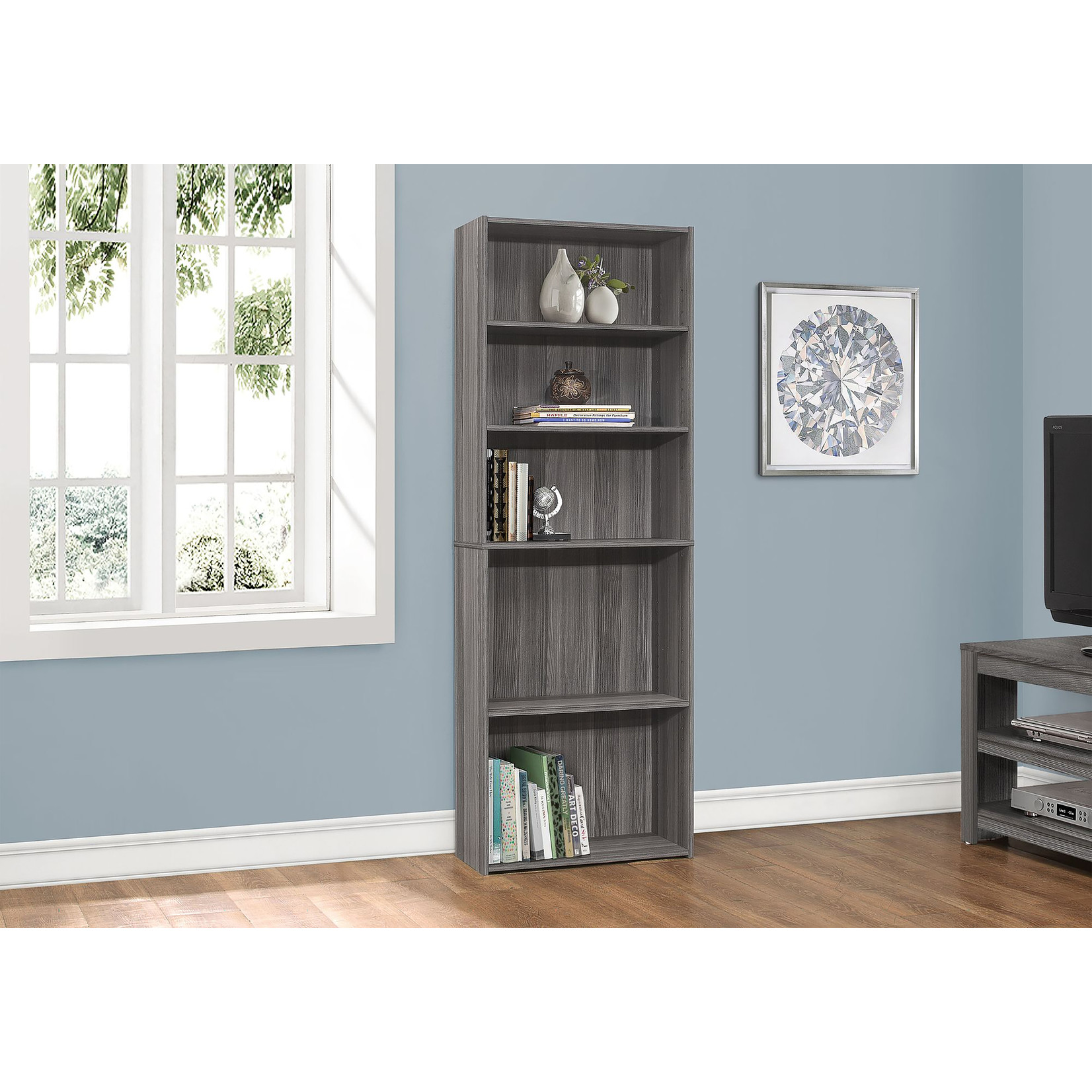 Étagère 72"H Gris avec 5 Tablettes