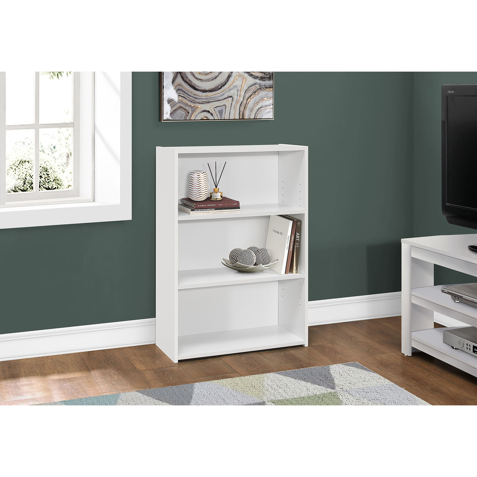 Étagère 36"H avec 3 tablettes, Blanc