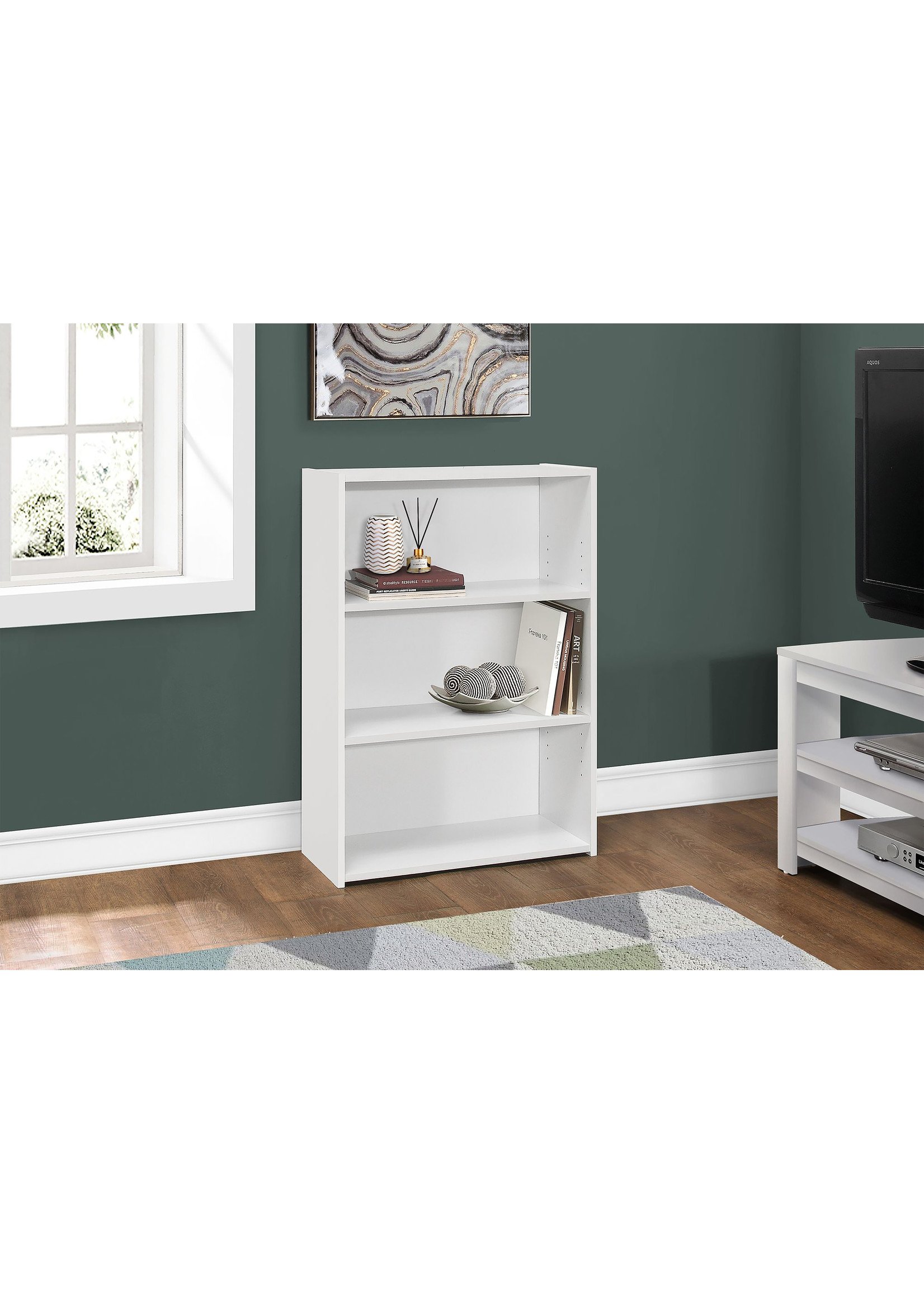 Bookcase 36"H with 3 Shelves, White