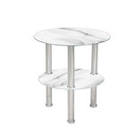 TABLE D'APPOINT RONDE EN VERRE, BLANC