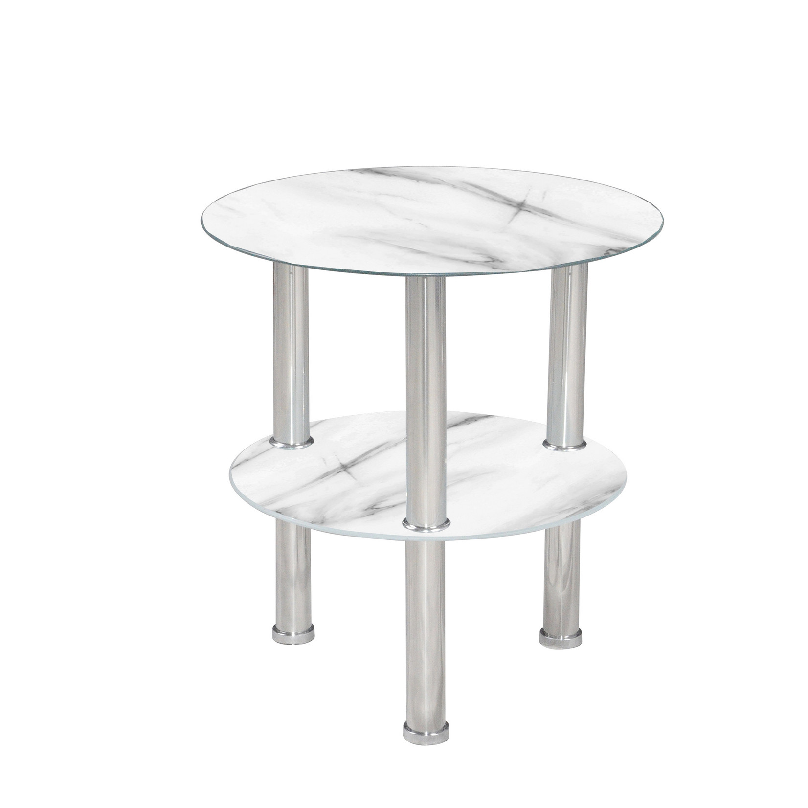 TABLE D'APPOINT RONDE EN VERRE, BLANC