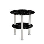 TABLE D'APPOINT RONDE EN VERRE, NOIR