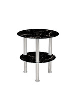 ROUND GLASS SIDE TABLE, BLACK