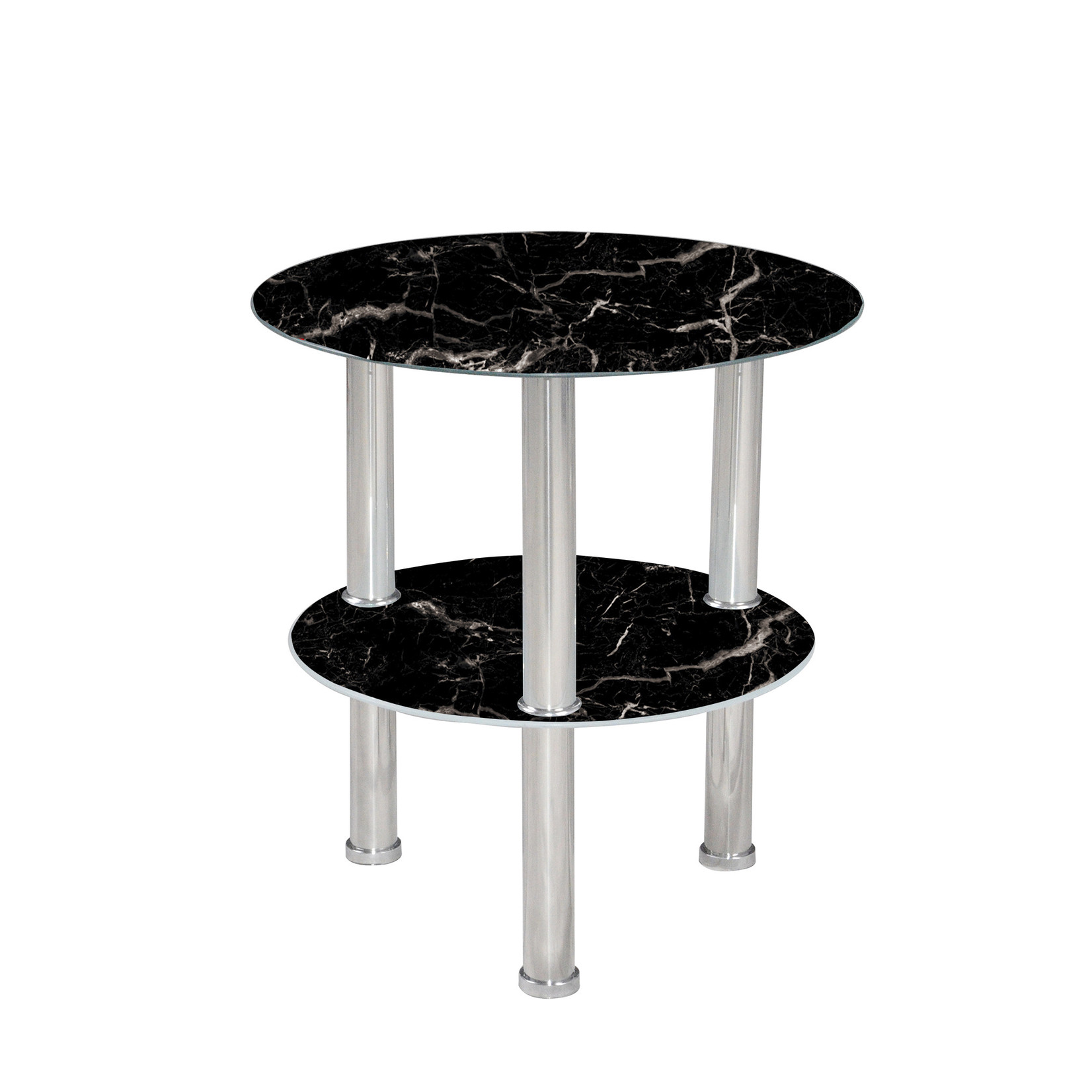 TABLE D'APPOINT RONDE EN VERRE, NOIR