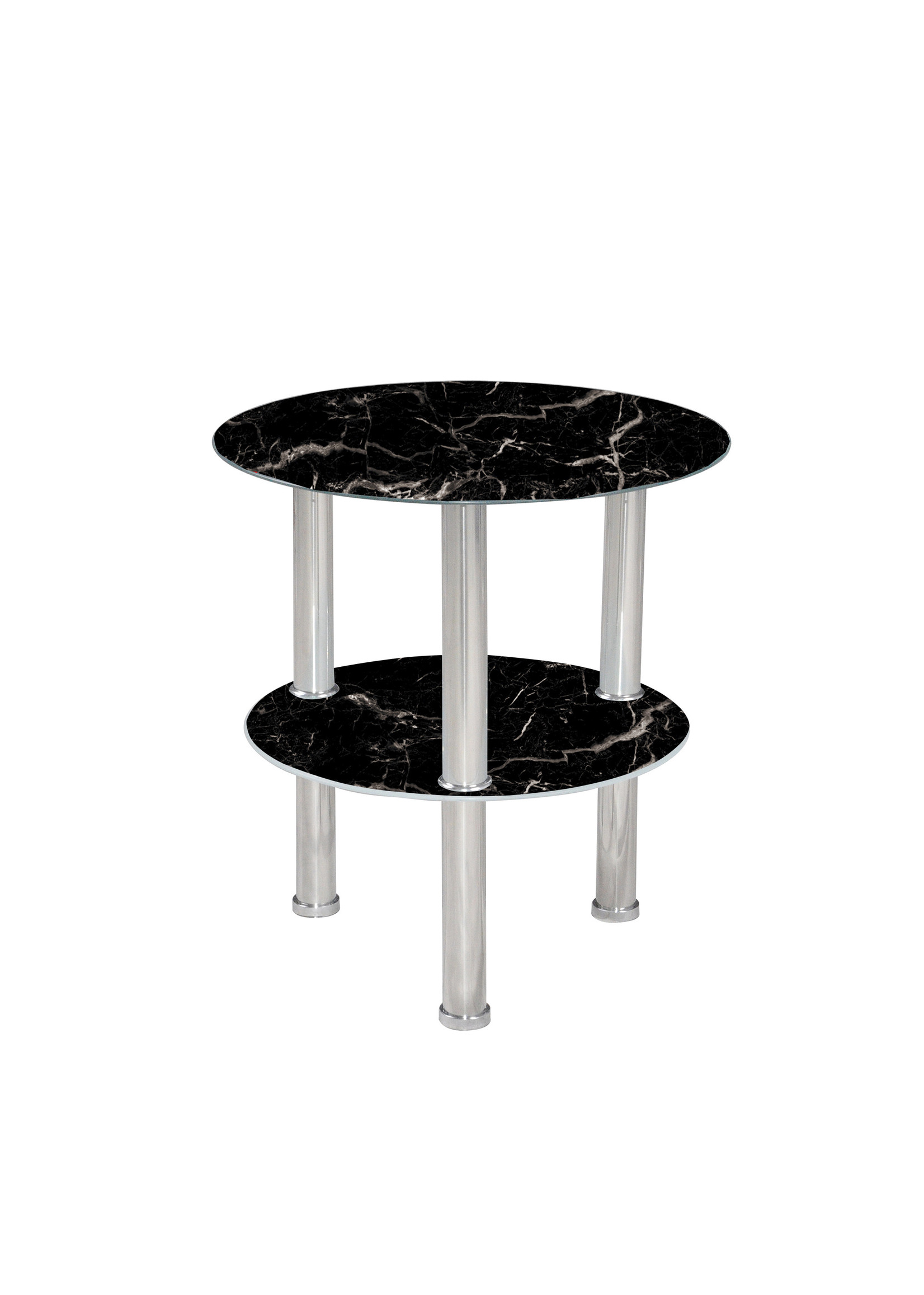 TABLE D'APPOINT RONDE EN VERRE, NOIR