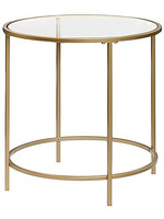 ROUND GLASS SIDE TABLE, GOLD