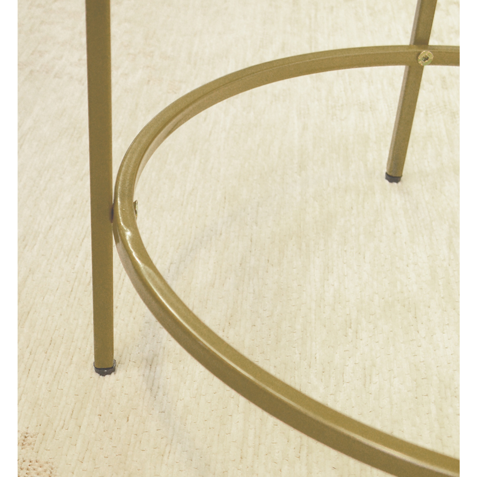 TABLE D'APPOINT RONDE EN VERRE, FINITION DORÉE