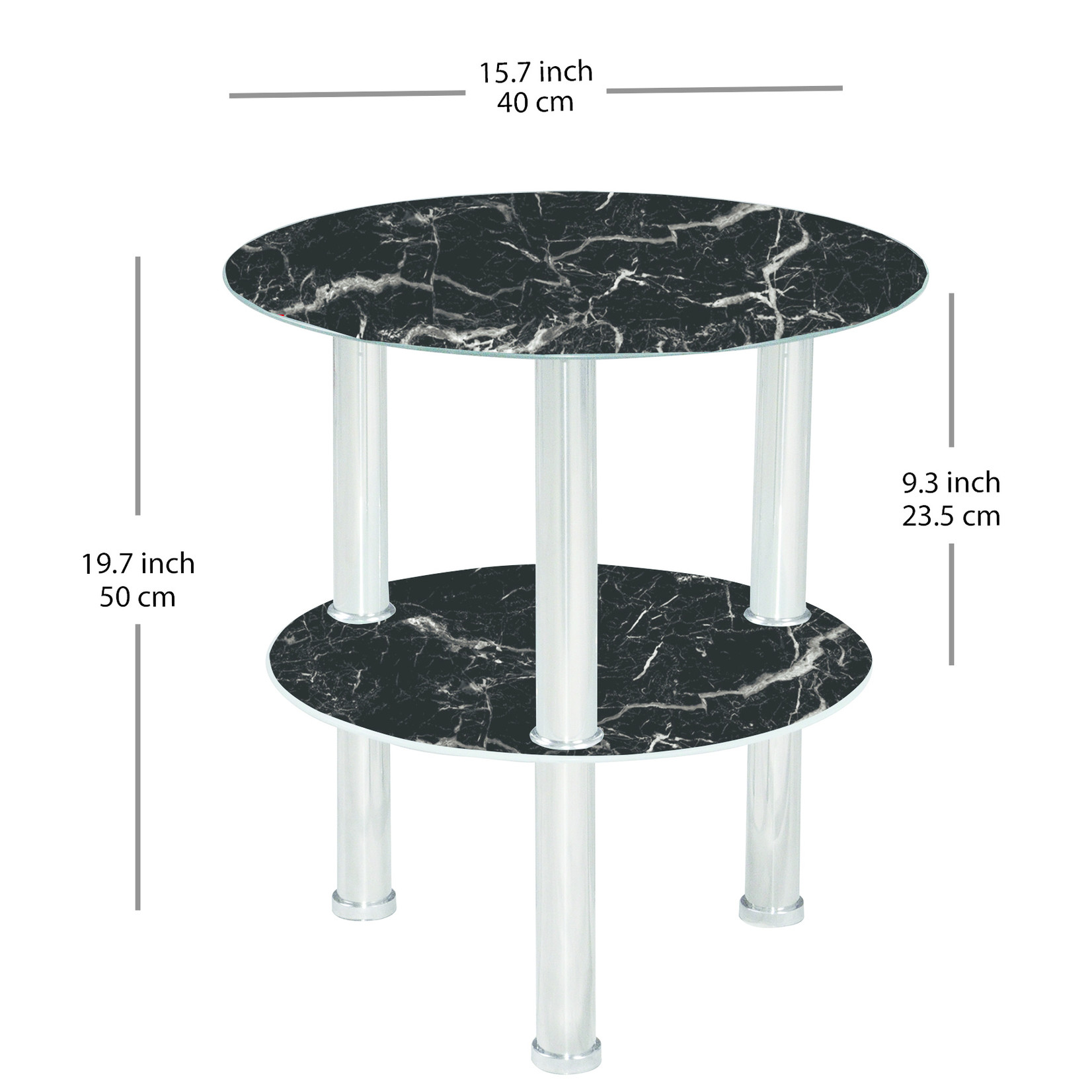 TABLE D'APPOINT RONDE EN VERRE, BLANC