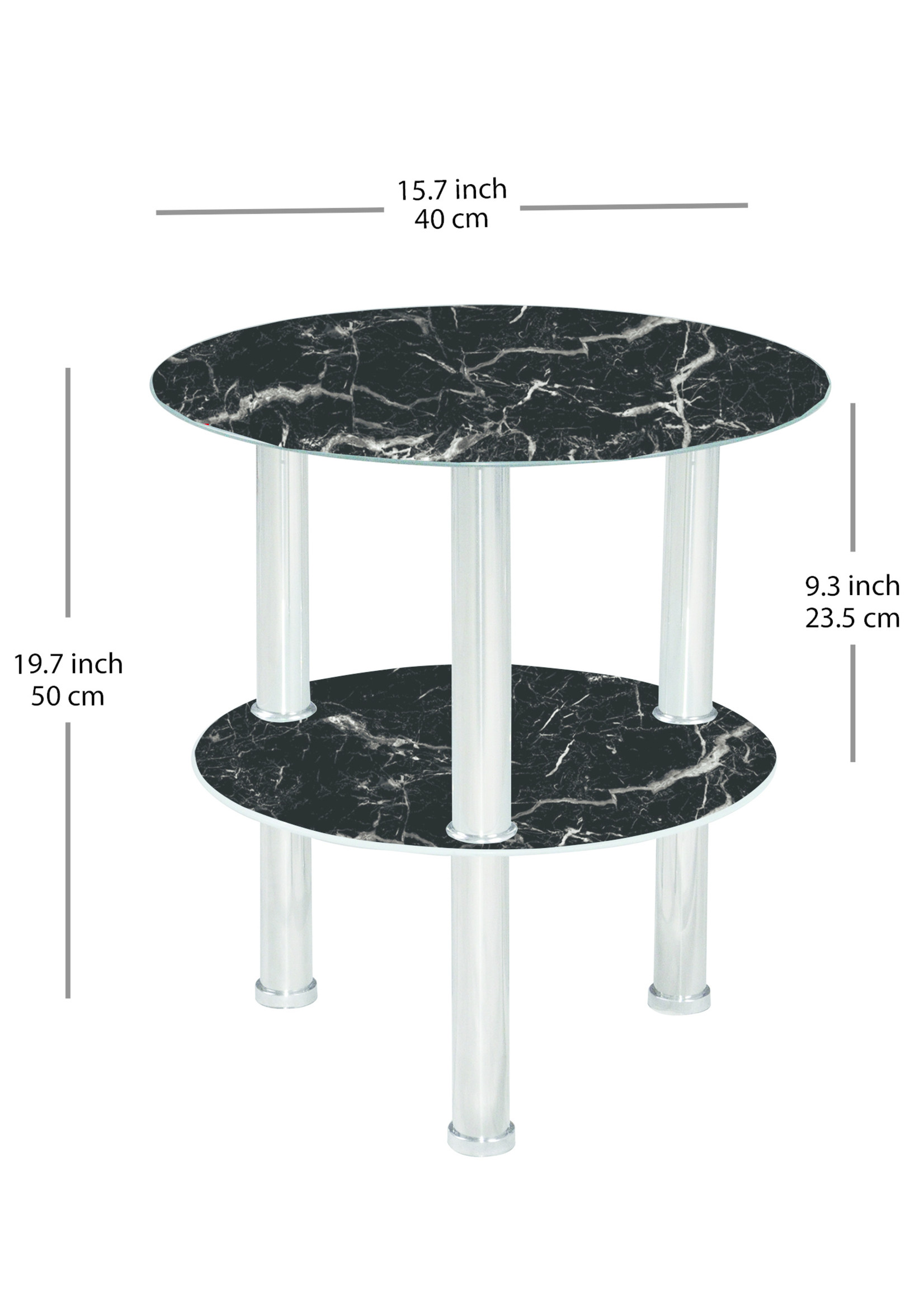 ROUND GLASS SIDE TABLE, WHITE