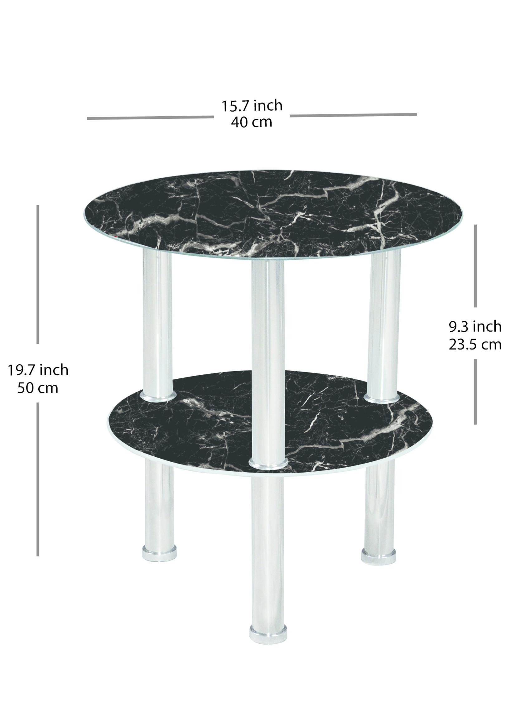 TABLE D'APPOINT RONDE EN VERRE, BLANC